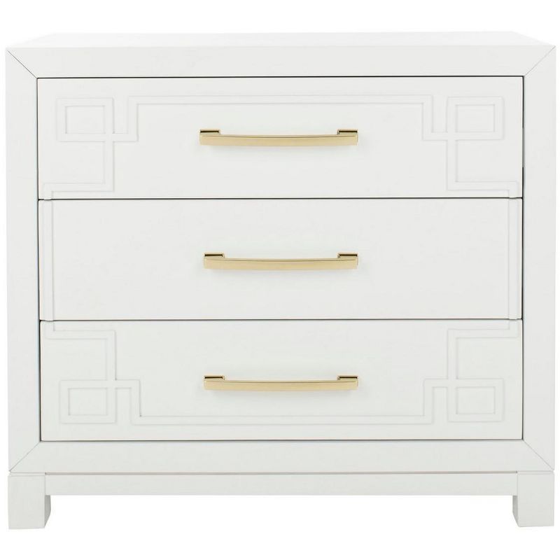 White and Gold Modern 3-Drawer Night Table