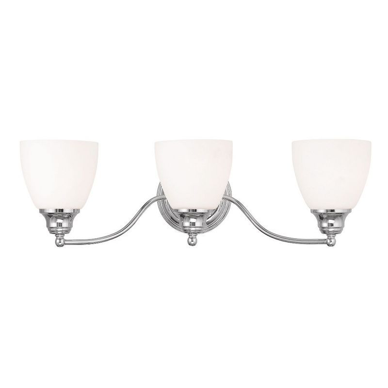 Polished Chrome 3-Light Vanity with Satin Opal Glass Shades