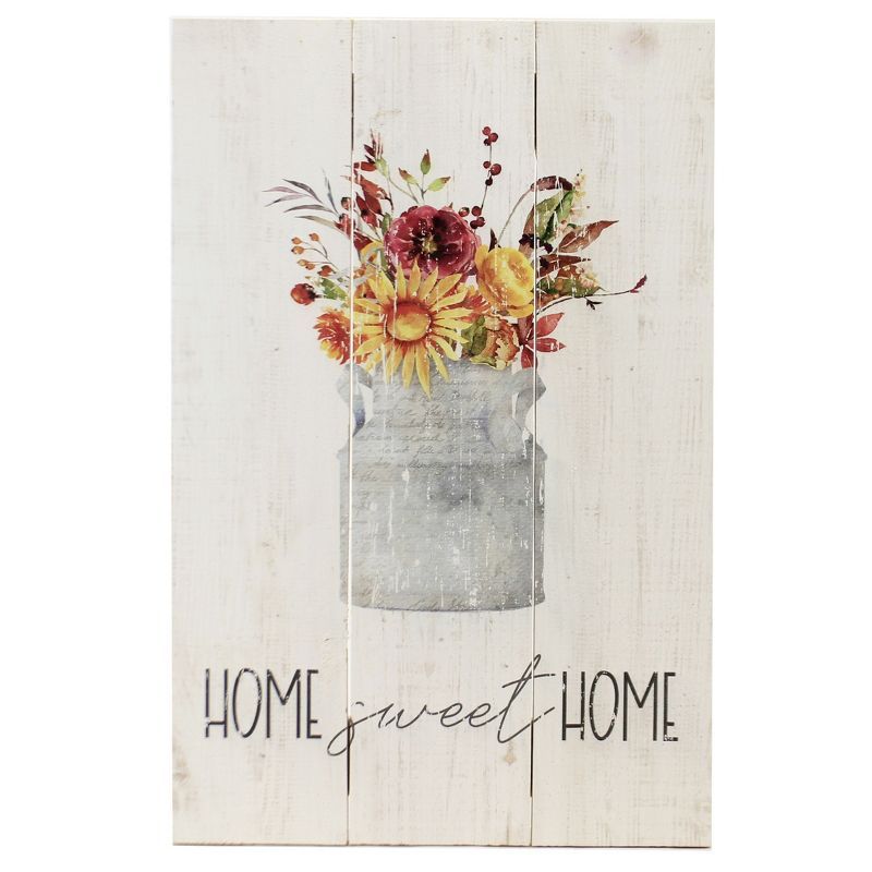 Rustic Fall Floral Metal and Wood Wall Art