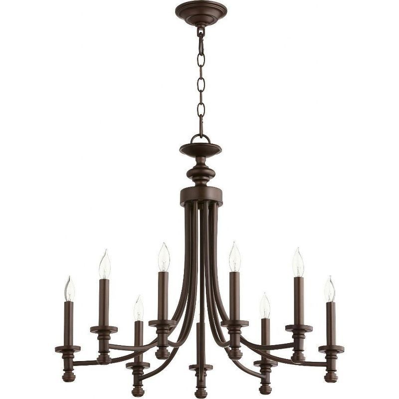 Elegant Oiled Bronze 9-Light Crystal Candelabra Chandelier