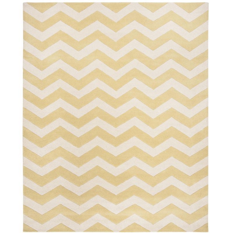 Handmade Light Gold/Ivory Wool Tufted Area Rug 8' x 10'
