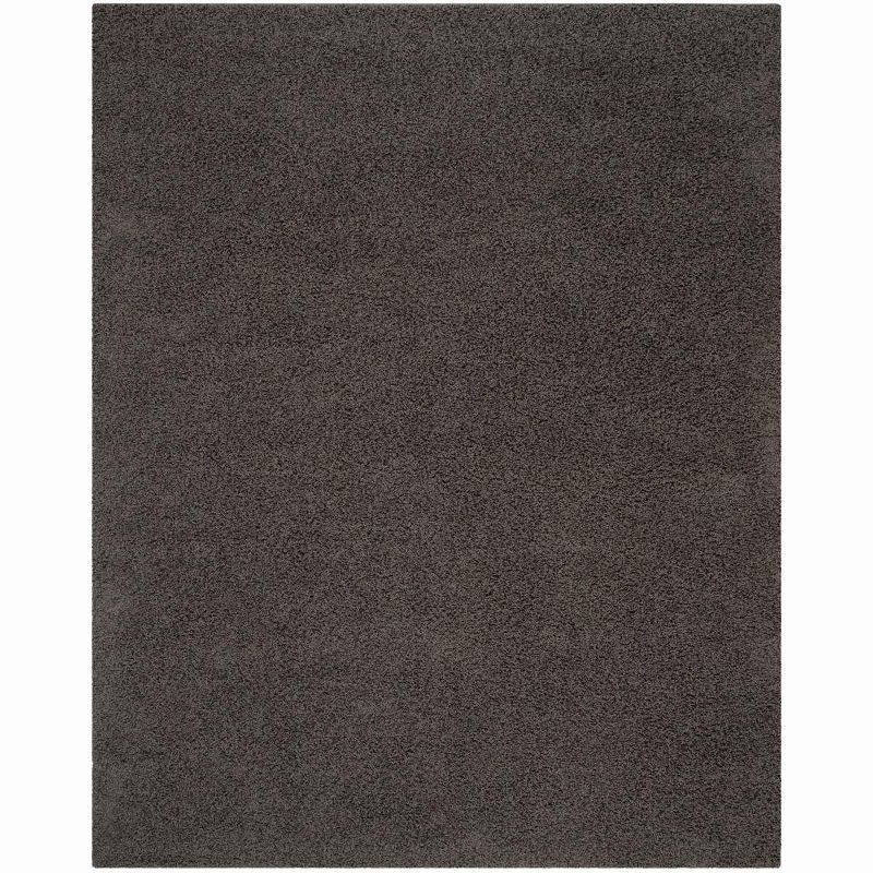 Athens Luxe Shag 9' x 12' Hand-Knotted Synthetic Area Rug in Dark Grey