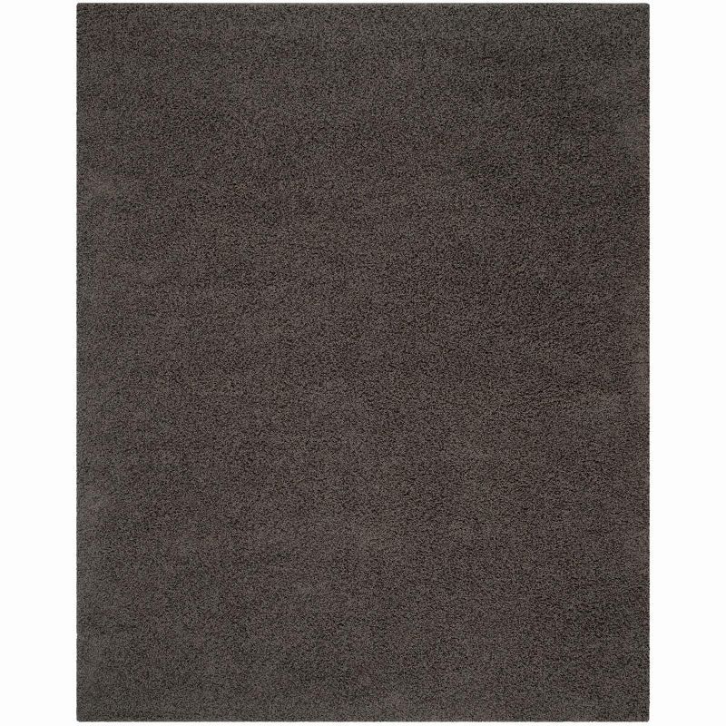 Athens Luxe Shag 9' x 12' Hand-Knotted Synthetic Area Rug in Dark Grey