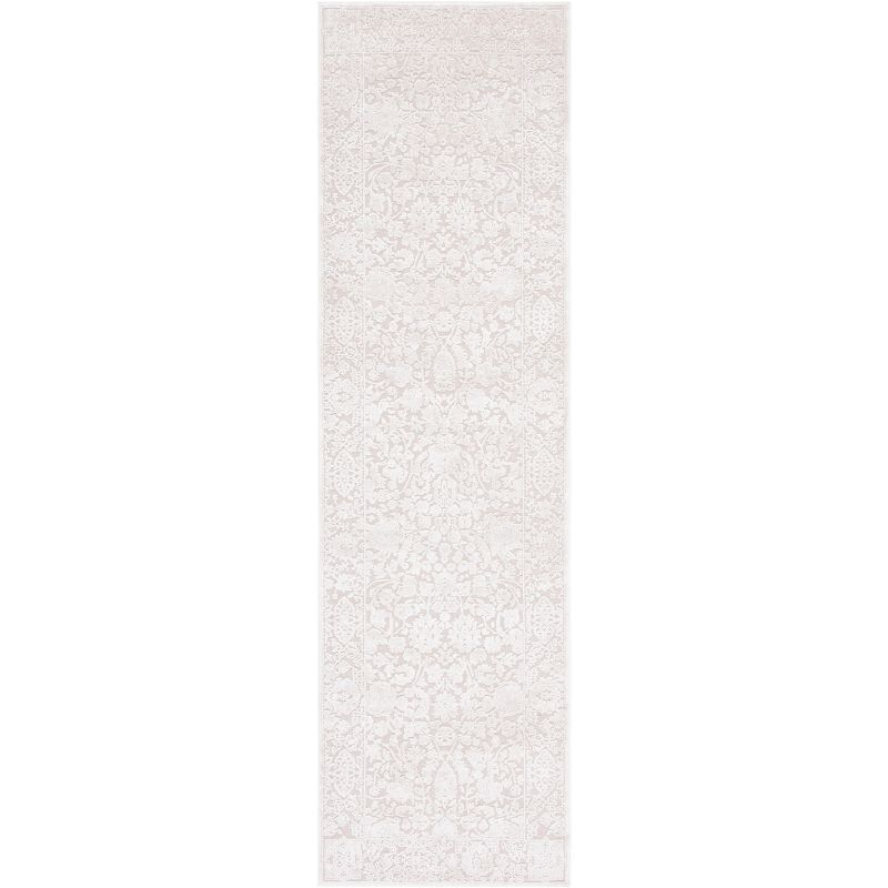 Elegant Ivory Floral Hand-Knotted Runner Rug - 2'3" x 6'