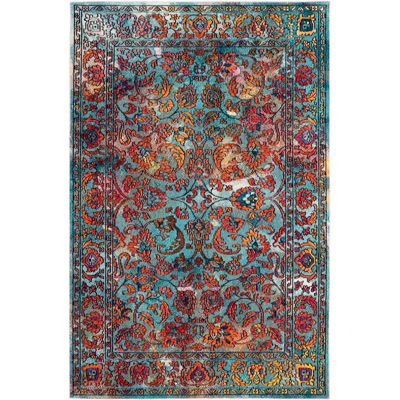 Elysian Light Blue & Orange Floral Synthetic 5' x 8' Area Rug