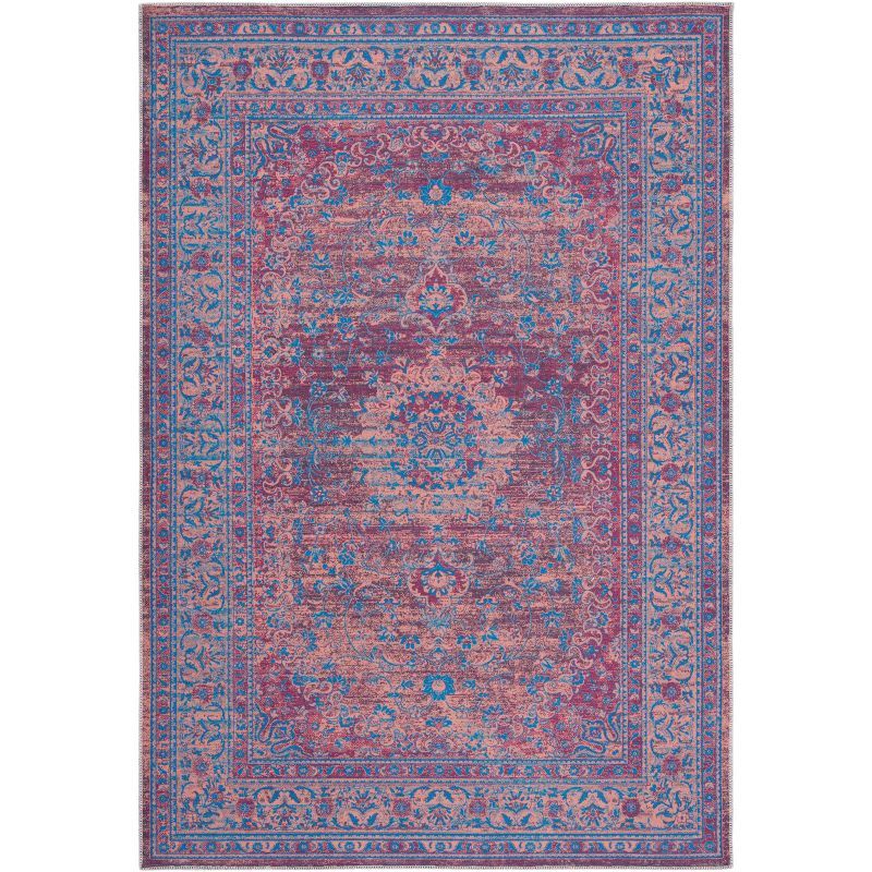 Serapi Blue and Gold 4' x 6' Machine Washable Area Rug