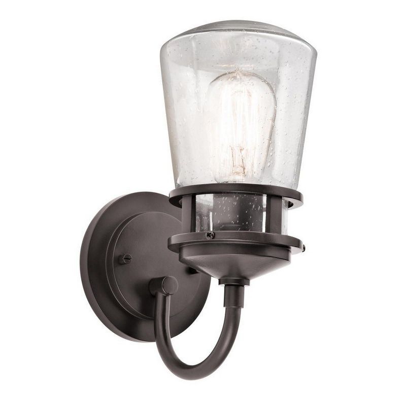 Lyndon 11.25" Bronze and Clear Seeded Glass Wall Sconce