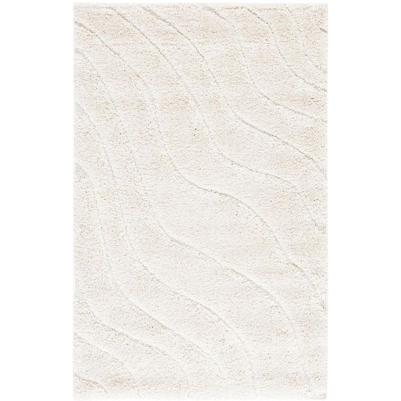 Off-White Tufted Handmade Shag Area Rug