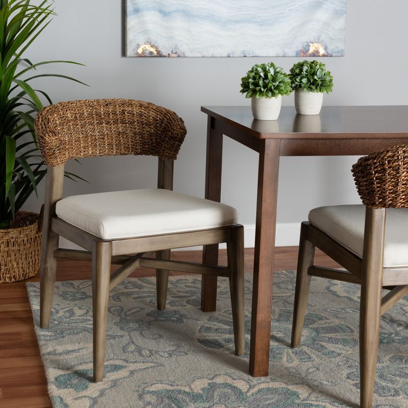 Chloe Bohemian Mahogany and Natural Rattan Dining Chair