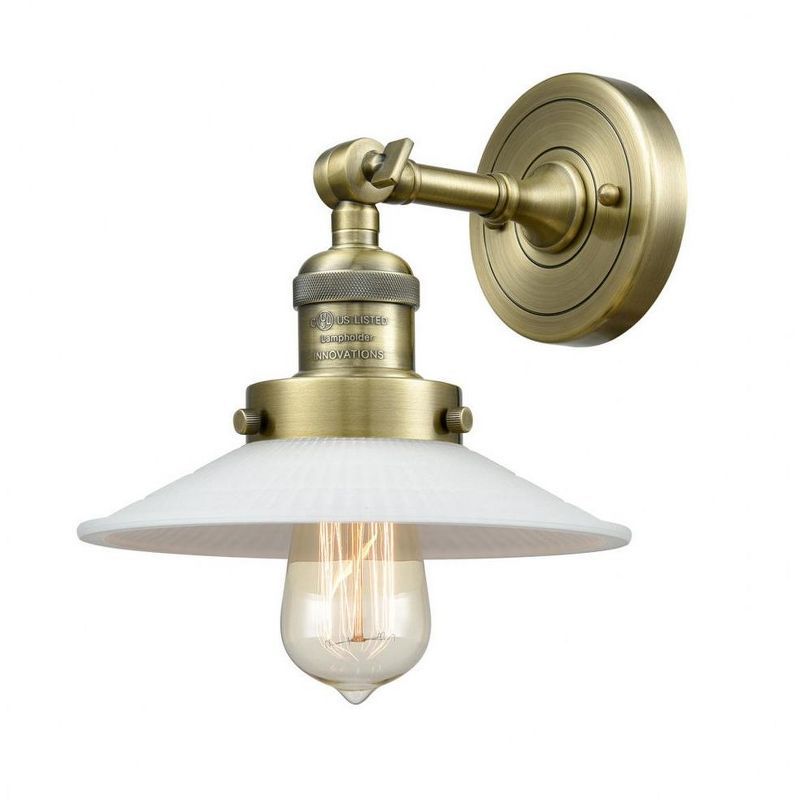 Franklin Restoration Halophane 8" Antique Brass Dimmable Wall Sconce