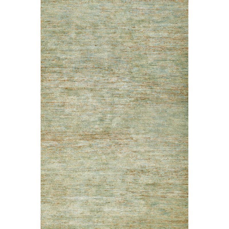 Etra Green Hand-Knotted Wool and Cotton Area Rug