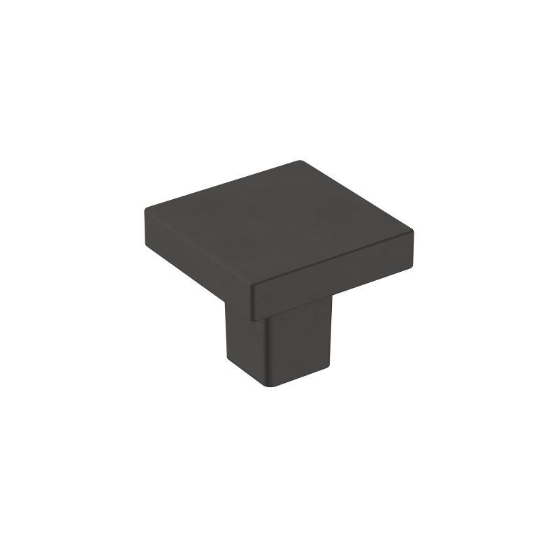 Matte Black Square Modern Cabinet Knob with Mounting Hardware