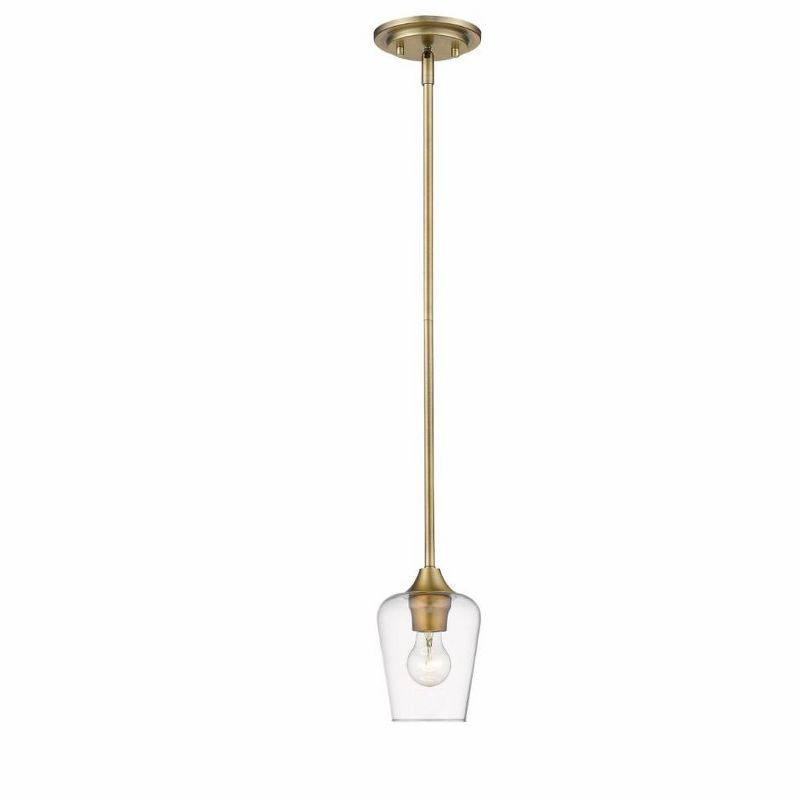 Joliet Contemporary Mini Pendant in Olde Brass with Large Glass Shade