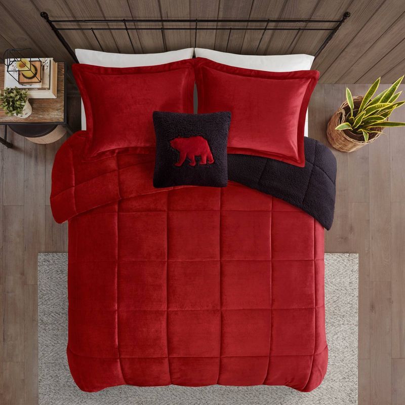 Twin Red/Black Reversible Down Alternative Microfiber Comforter Set