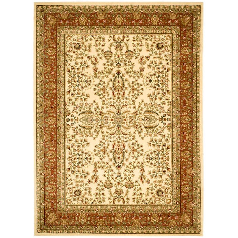 Ivory and Rust Hand-knotted Synthetic 10' x 14' Area Rug