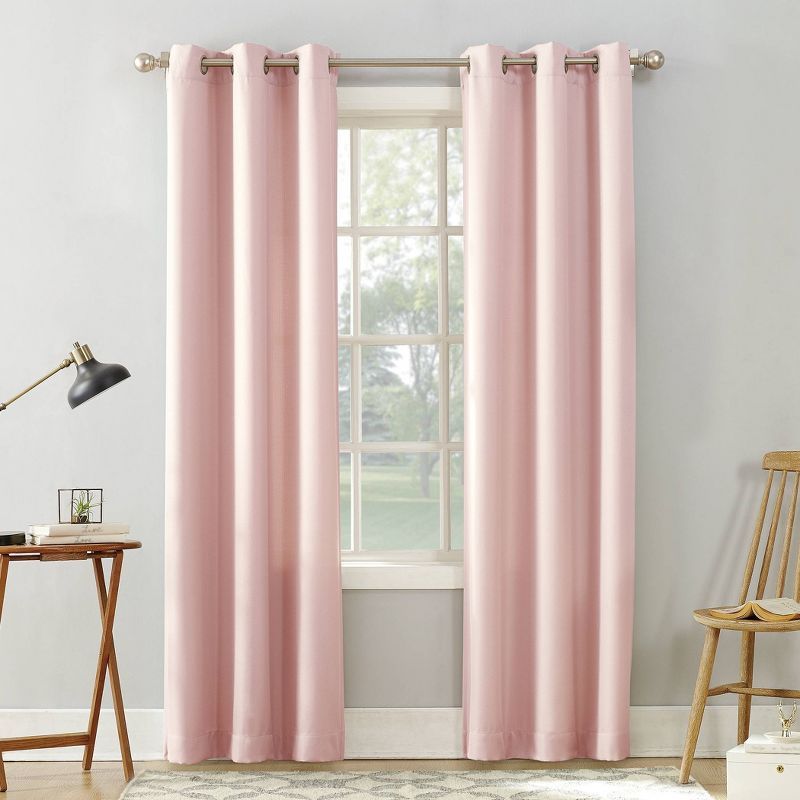 95" x 40" Pink Polyester Light-Filtering Grommet Curtain Panel