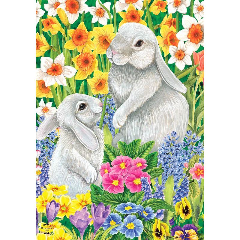 Spring Friends Bunnies Garden Flag with Floral Design