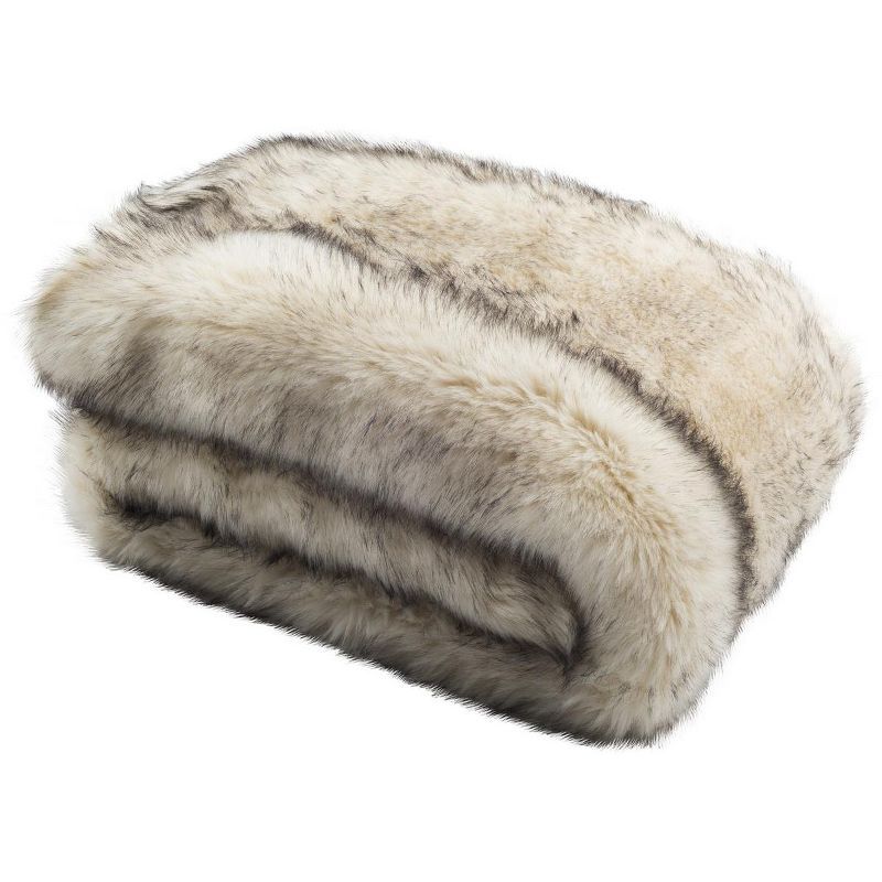 Beige Faux Fur Machine Washable Throw Blanket