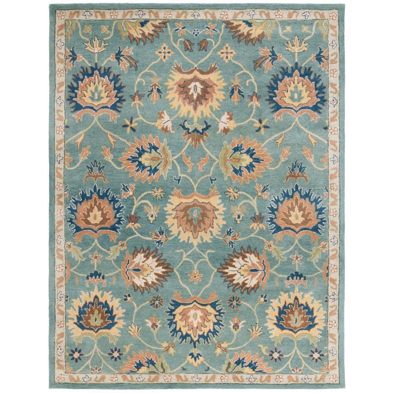 Light Blue Hand-Tufted Wool 8' x 10' Traditional Area Rug