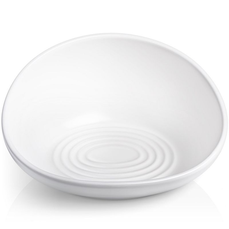 White Ceramic High-Low Cat Food Bowl with Non-Slip Mat