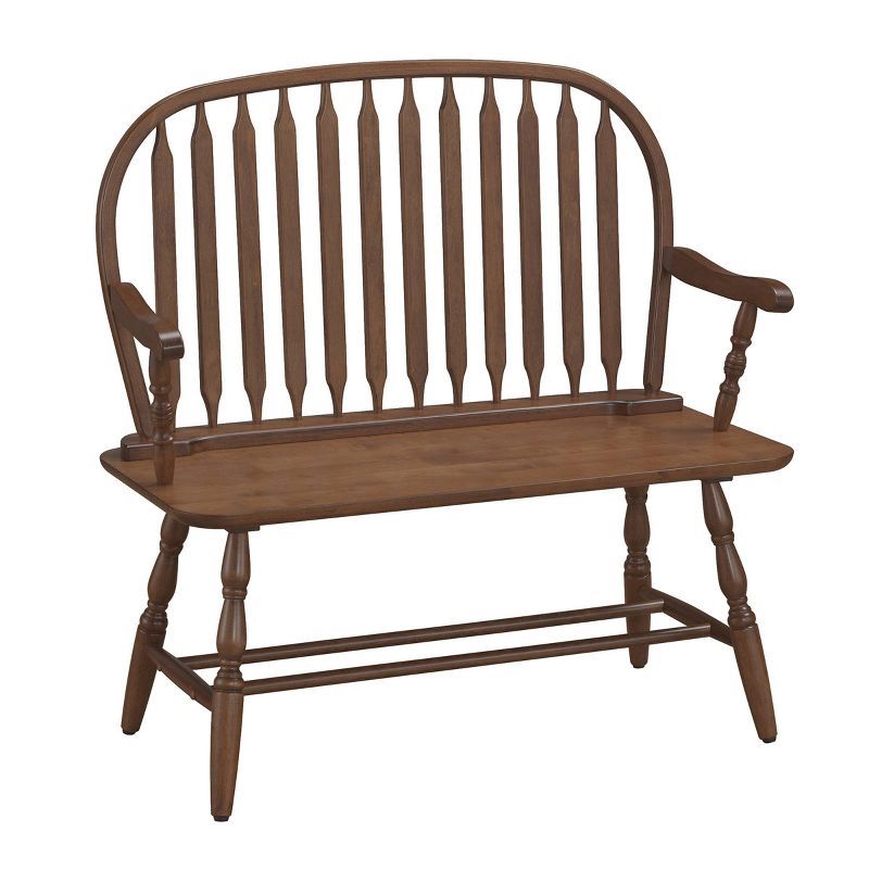 Elm Wood Windsor Bench with Arms