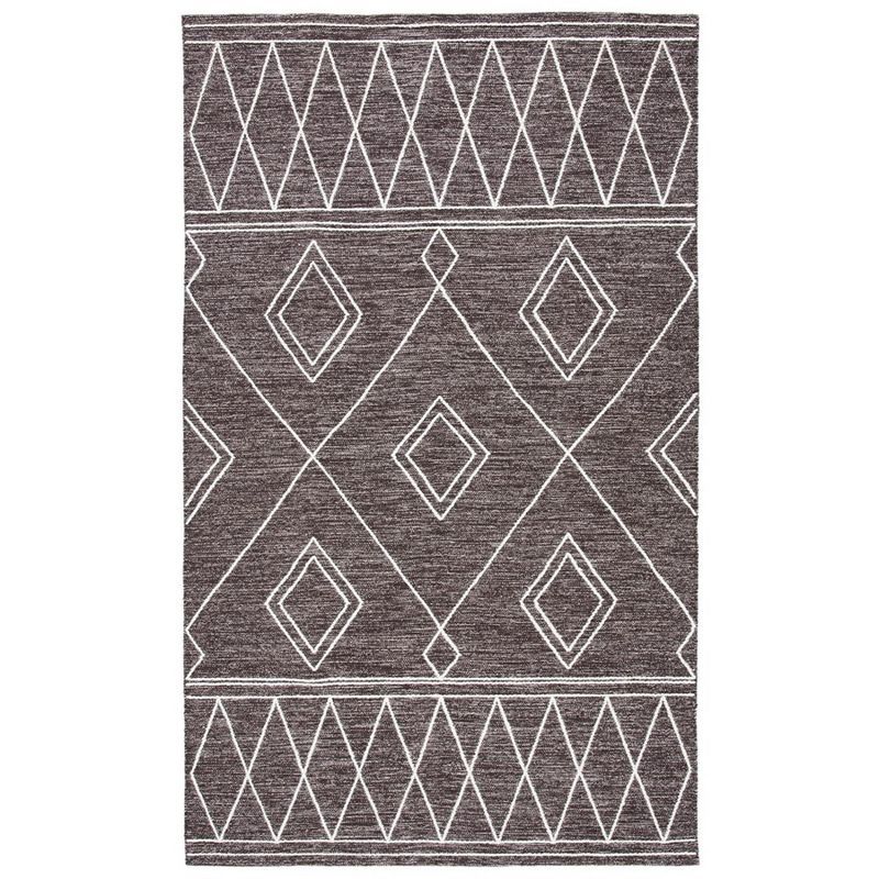 Ivory and Brown Handwoven Wool Cotton Area Rug