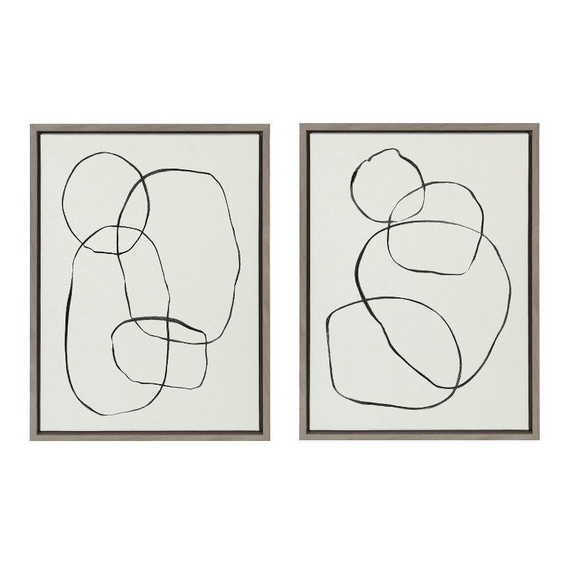 Sylvie Modern Abstract Black and White Canvas Art Set