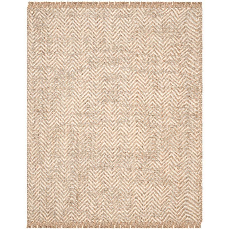 Ivory Wool Hand-Knotted 8' x 10' Rectangular Area Rug