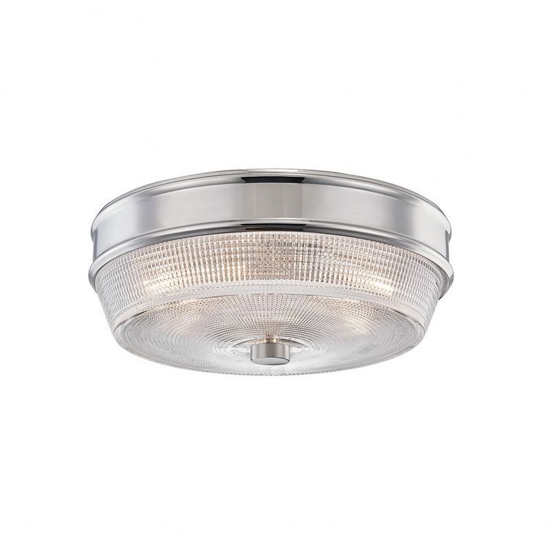 Lacey Polished Nickel Dual-Light Flush Mount with Clear Glass Shade