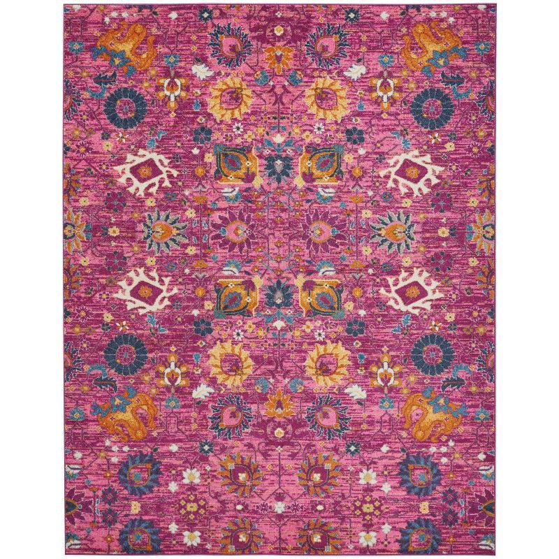 Fuchsia Floral Bliss Synthetic 8' x 10' Rectangular Area Rug