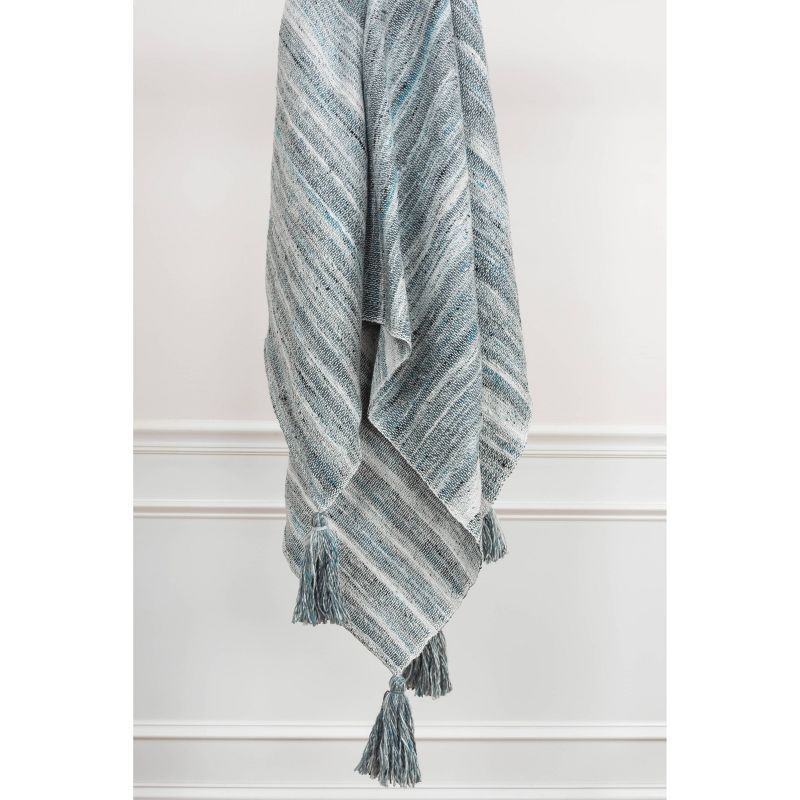 Ivory, Gray, Charcoal, and Blue Striped Recycled PET Throw Blanket