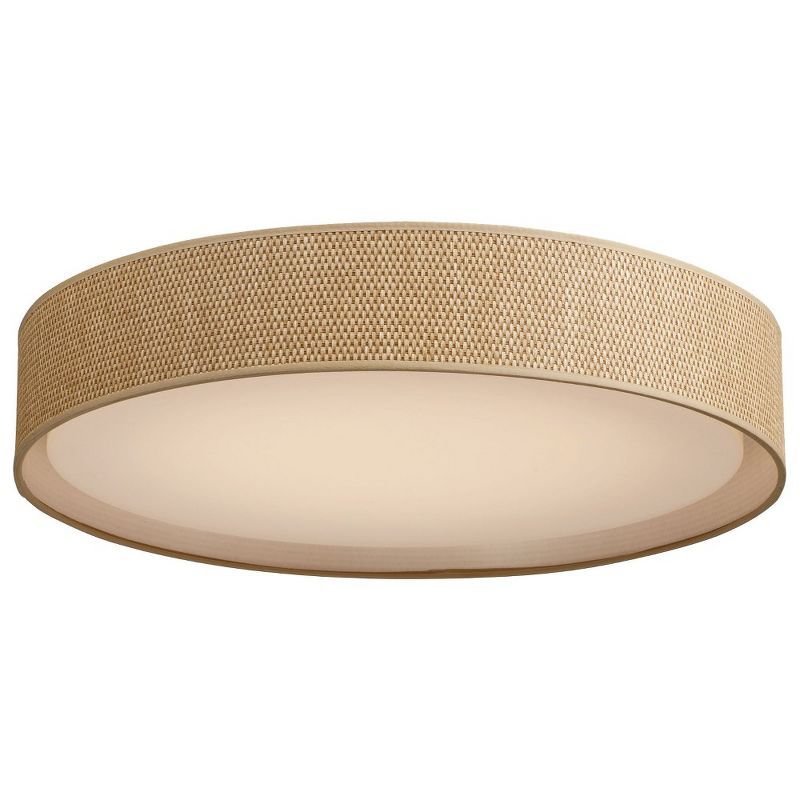 White Linen LED Drum Flush Mount Ceiling Light