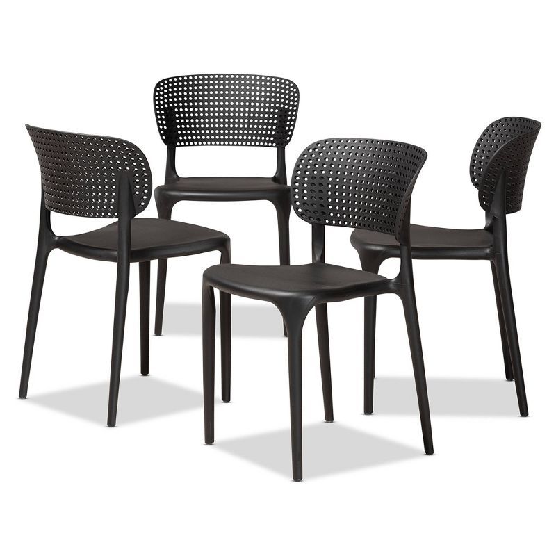 Rae Black Plastic Stackable Dining Chair Set