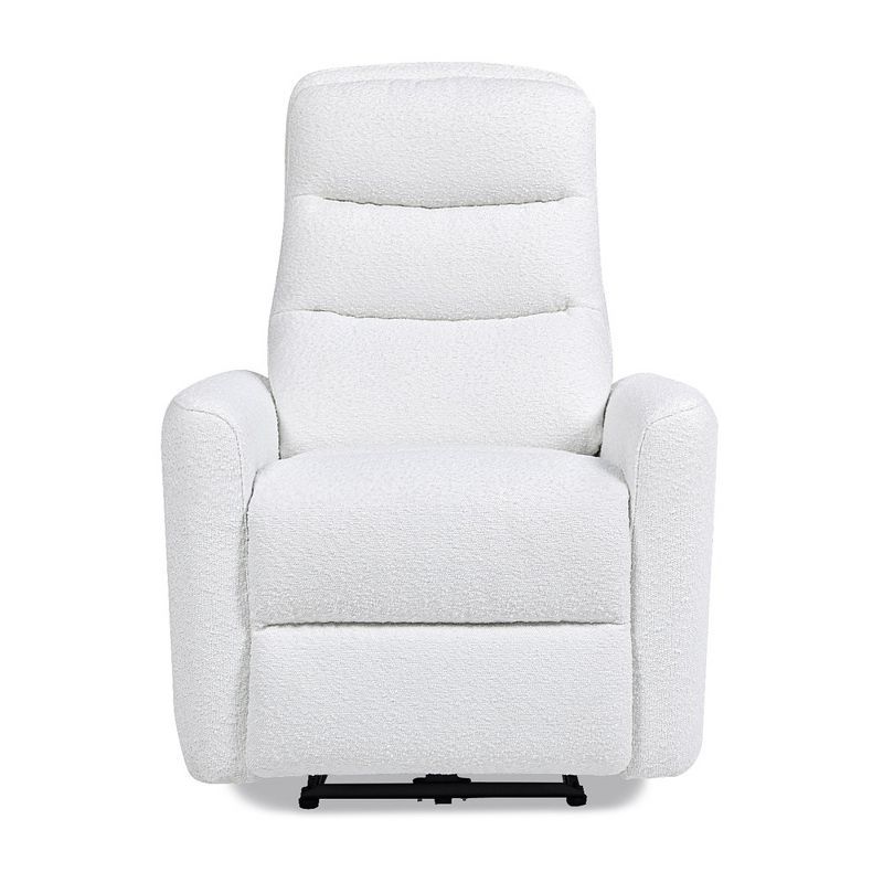 Chiffon White Power Recliner with Boucle Upholstery