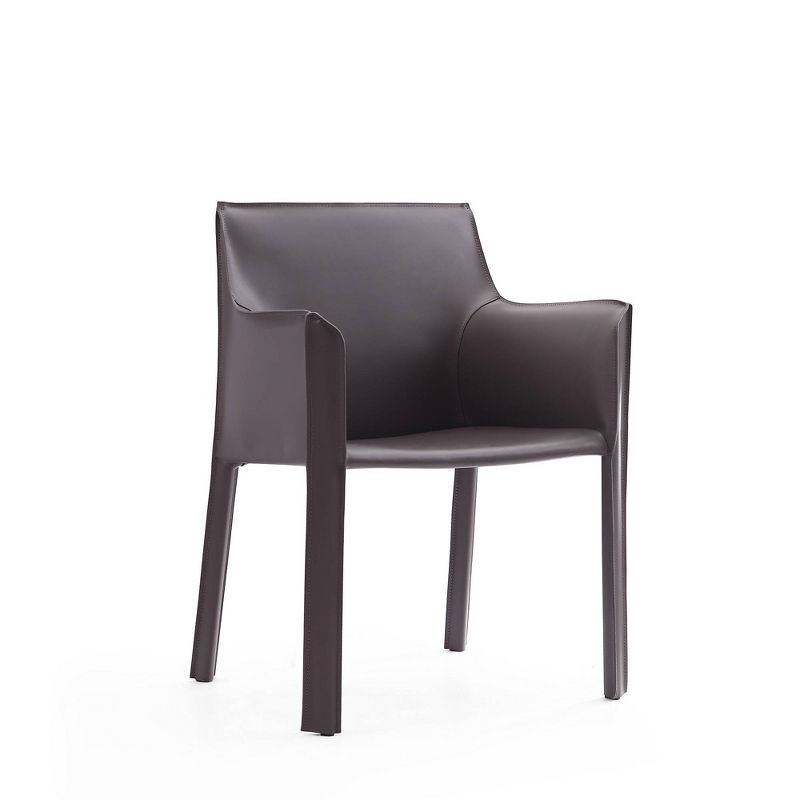 Sleek Gray Faux Leather Upholstered Metal Arm Chair