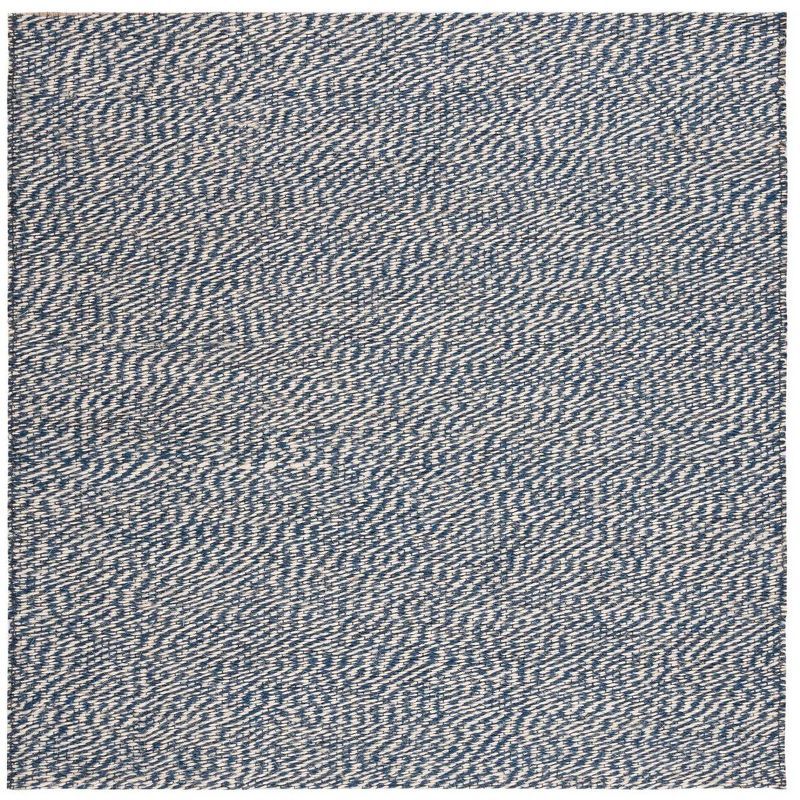 Hand-Knotted Coastal Charm Blue & Ivory 4' Square Jute Area Rug