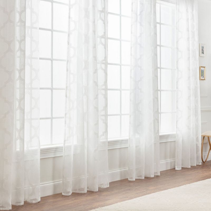 White Sheer Polyester Rod Pocket Light-Filtering Drapes, 52" x 63"