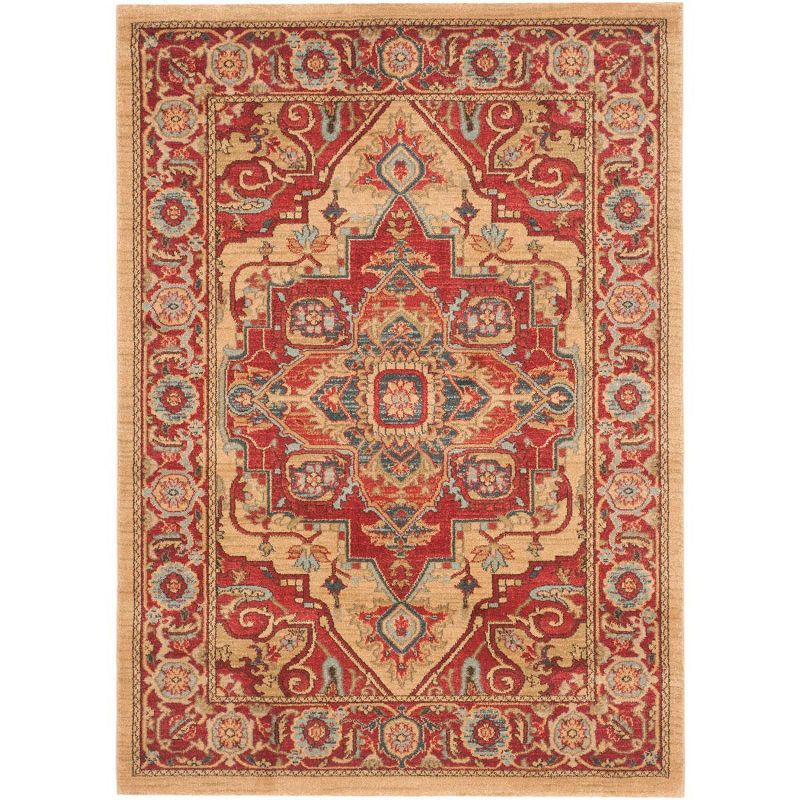 Reversible Red & Natural Hand-Knotted Accent Rug