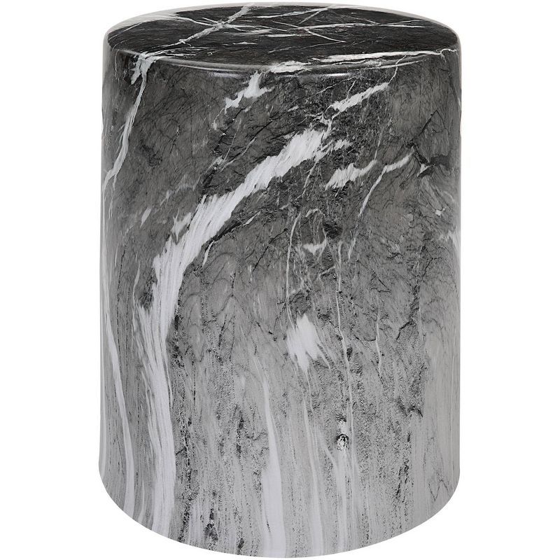 Marvel 17" Black and White Marbled Ceramic Garden Stool