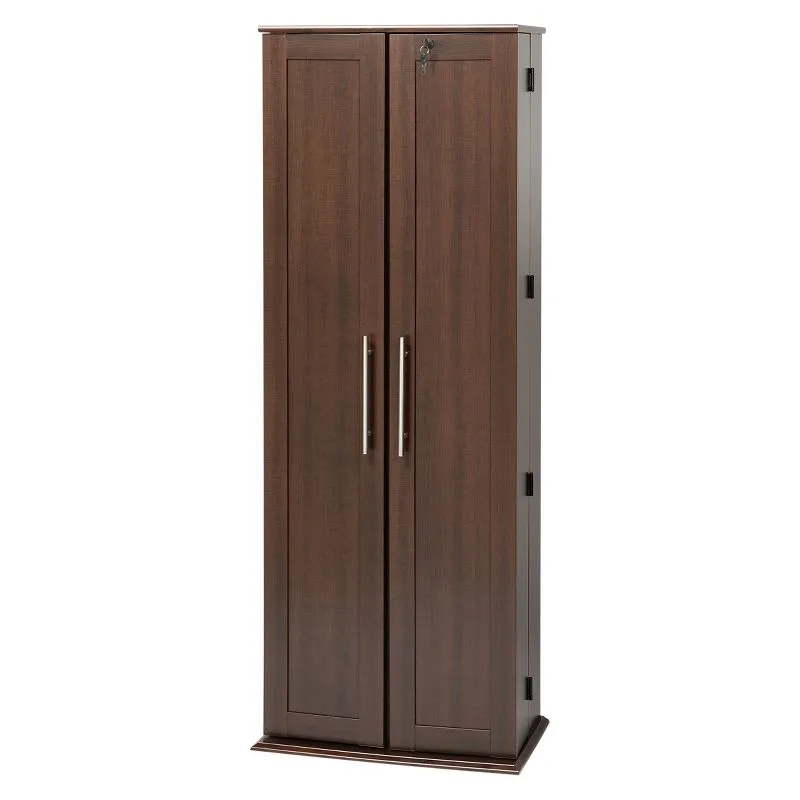 Espresso Grande 70'' Locking Media Storage Cabinet with Adjustable Shelves