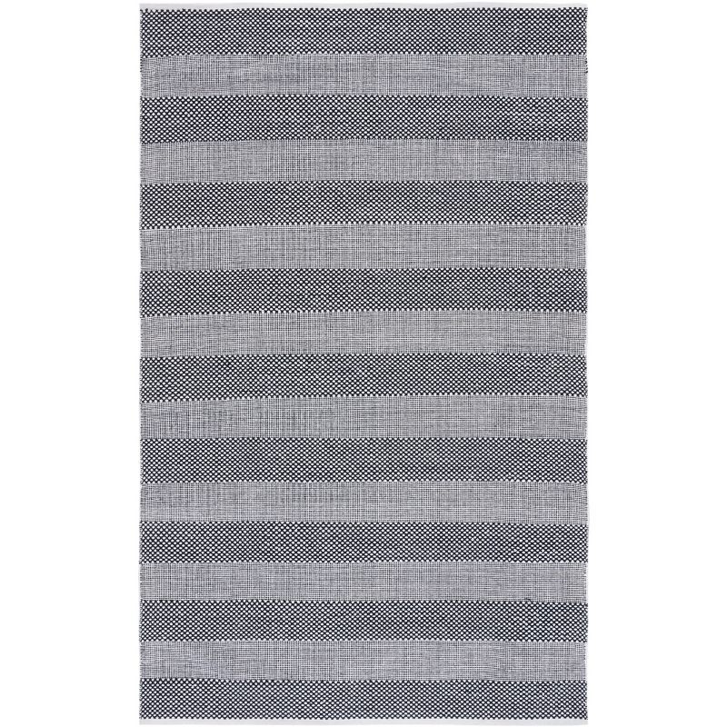 Ivory & Black Hand-Woven Cotton Kilim Area Rug - 3' x 5'