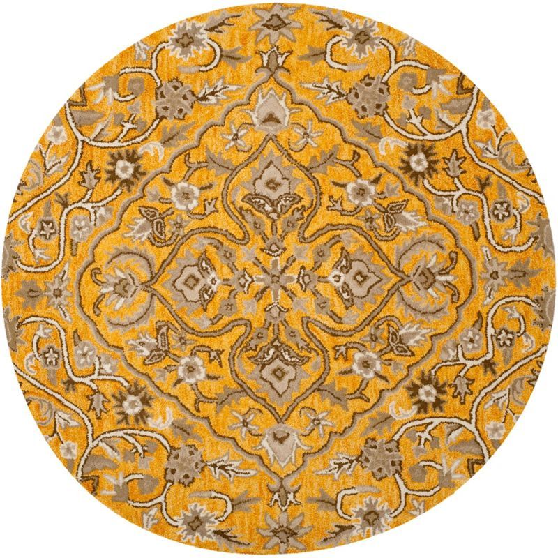 Hand-Tufted Gold and Taupe Wool Round Area Rug