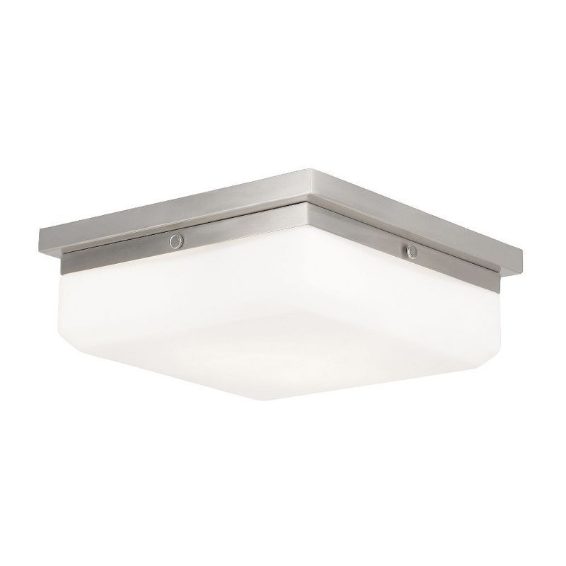 Allure Contemporary 3-Light Flush Mount with Satin Opal White Glass in Brushed Nickel