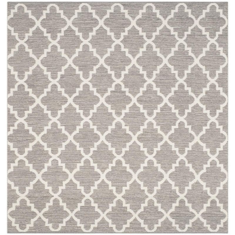 Montauk Grey and Ivory Handwoven Cotton Area Rug, 6' x 6'
