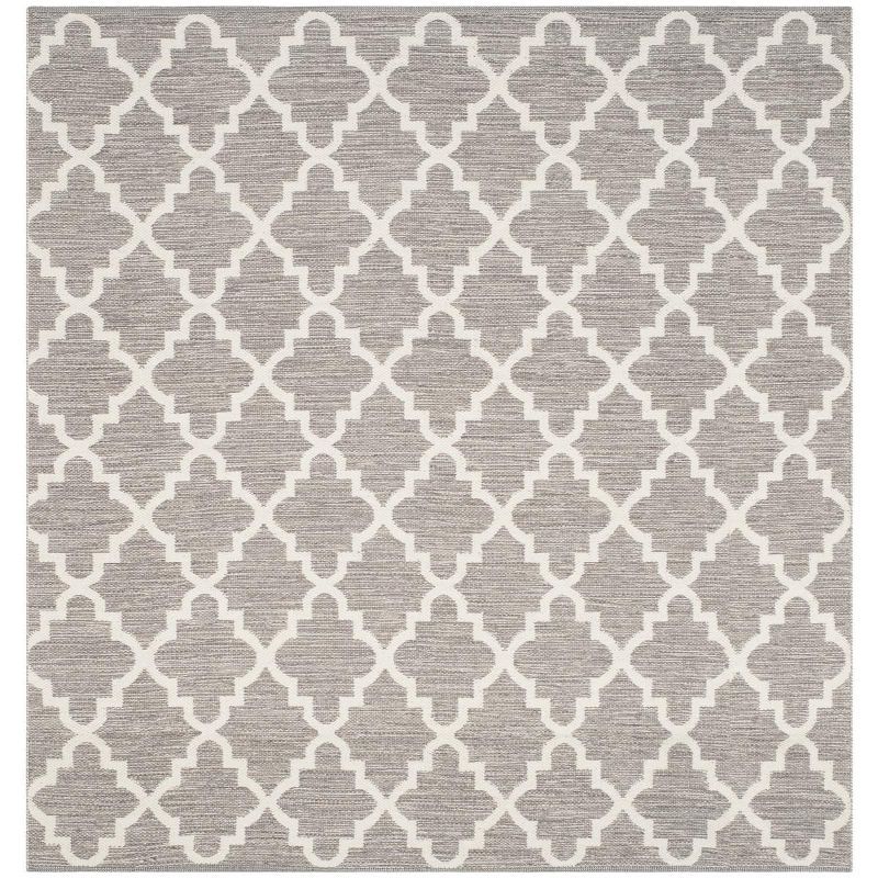 Montauk Grey and Ivory Handwoven Cotton Area Rug, 6' x 6'