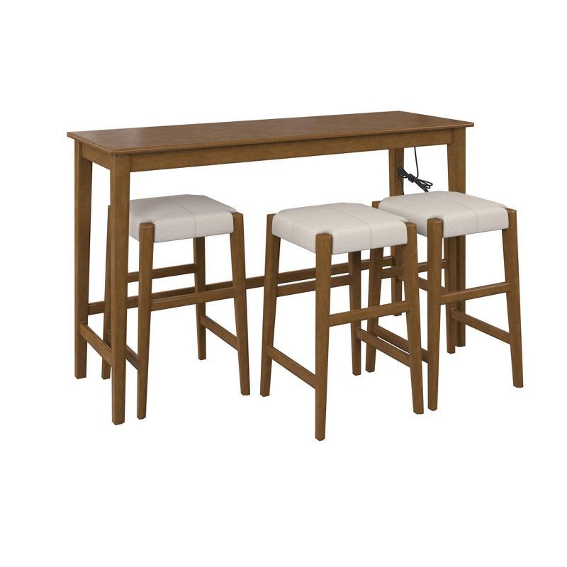 Blonde Oak 60" Rectangular Dining Table with 3 Backless Stools