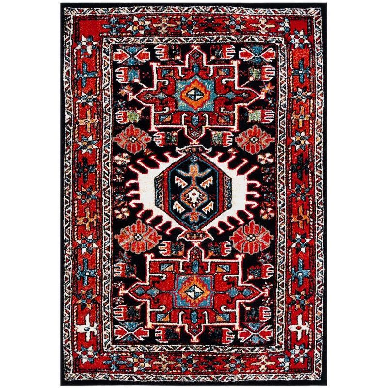 Red Floral Synthetic High Pile 4' x 6' Area Rug