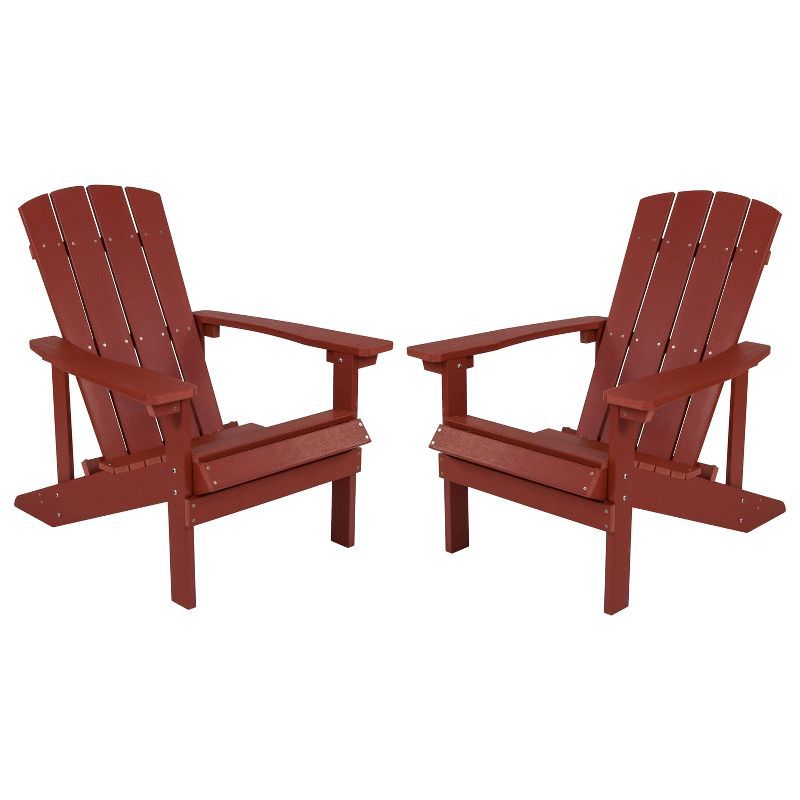 Charlestown Red Poly Resin All-Weather Adirondack Chair Set