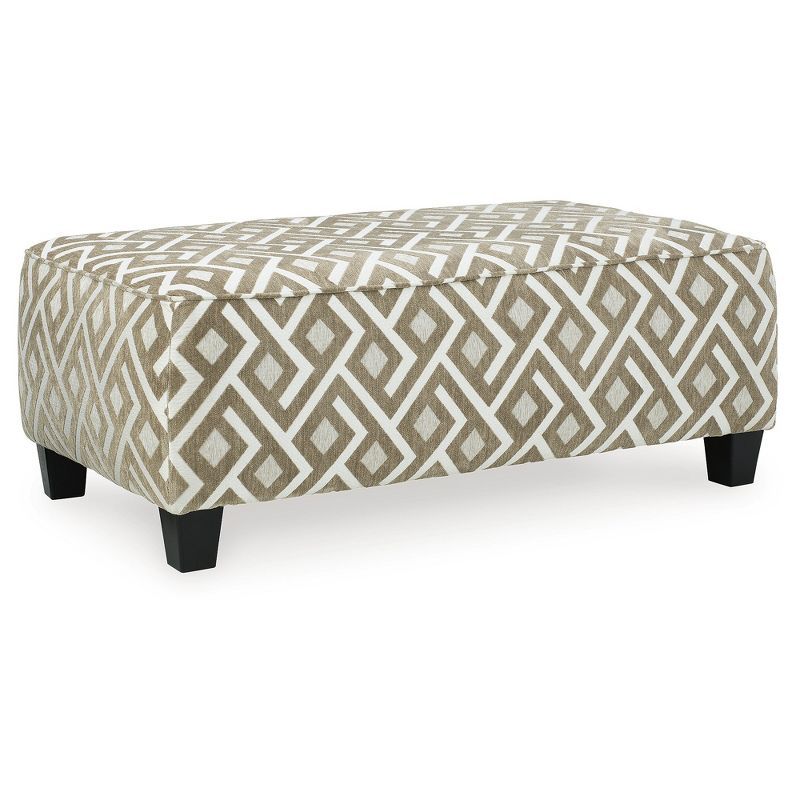 Beige Chenille Traditional Oversized Accent Ottoman