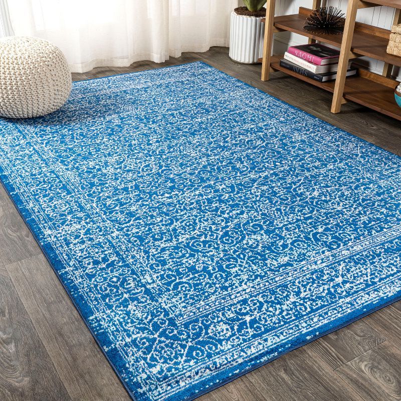 Azul Filigree Blue and White Synthetic Area Rug